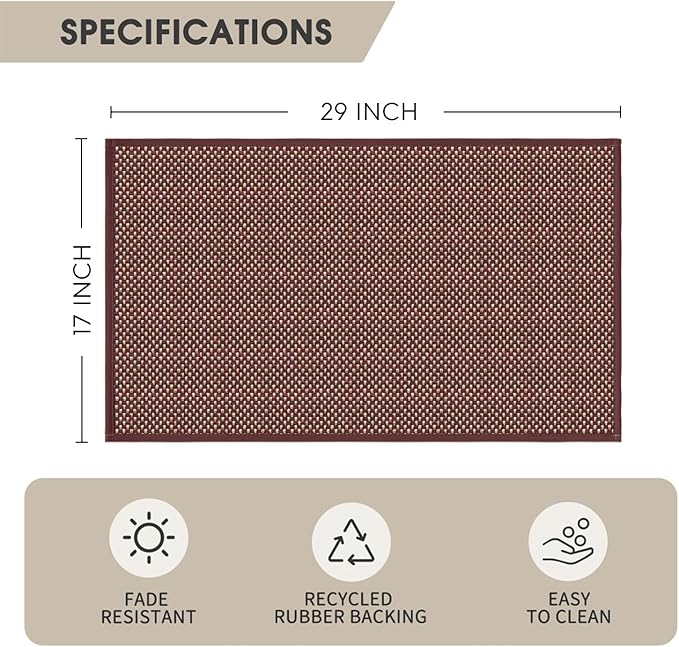 Artoid Mode Washable Non Slip Rubber Backing Kitchen Rugs Red Doormat, Absorbent Kitchen Floor Mats Front of Sink Kitchen Mats for Floor Home Decor 17x29 Inch