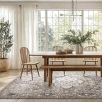 PURRUGS Vintage Farmhouse Boho Large Area Rug 8x10 ft, Non-Slip Machine Washable Rug, Accent Oriental Rug for Living Room, Dining Room, Bedroom, Entryway and Kitchen, Taupe/Vanilla