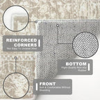 KILOCOCO Hallway Runner 2x5 Kitchen Runner Rug Printed Vintage Floral Washable Non-Slip Runners for Hallways Laundry Room Rugs Distressed Boho Rug for Bedroom, Beige