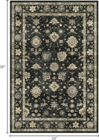2x3 Washable Entry Rug - Small Entryway Area Rug Non-Slip Door Mat Indoor Entrance Charcoal Black Vintage Floral Kitchen Rug Low Pile Boho Throw Rugs for Entryway Bedroom Bathroom