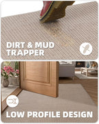 Color&Geometry Front Door Mat Indoor Non Slip Rubber Backing, 36"x55" Ultra Thin Entryway Doormat, Soft Absorbent Inside Doormat Washable Easy Clean Rugs for Entryway, Beige (Rolled-up NO Creases)