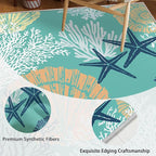 Tritard Coastal Area Rugs Nautical Beach Themed Non-Slip Machine Washable Rugs Modern Floor Carpet for Living Room Bedroom, 5x7, Teal and Turquoise