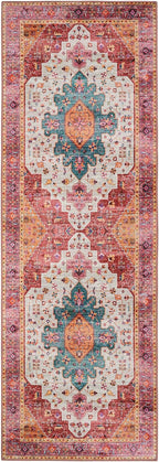 Moynesa Ultra-Thin Washable Runner Rug - Pink 2x5 Bathroom Rug Low Pile Hallway Rug Runner, Non Slip Pet Friendly Indoor Floor Carpet Runner for Kitchen Living Room Bedside Laundry Room