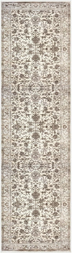 KILOCOCO Hallway Runner 2x7 Rug Runner Printed Vintage Floral Washable Kitchen Runners Non-Slip Rubber Backed Runners for Hallways Laundry Room Distressed Boho Rugs for Entryway Bedroom, Beige/Brown