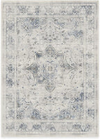 RUGGABLE Washable Vintage Area Rug – Sarrah Blue Quartz 5x7, Stain-Resistant, Non-Slip – Medium Machine Washable Rugs for Living Room, Bedroom, Hallway, Entryway & Office–with Standard Pad