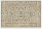 RUGGABLE Washable Vintage Area Rug – Kamran Ivory Opal 2x3, Stain-Resistant, Non-Slip – Small Machine Washable Rugs for Living Room, Bedroom, Hallway, Entryway & Bathroom–with Cushioned Pad