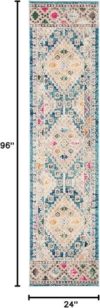 SAFAVIEH Madison Collection Runner Rug - 2' x 8', Dark Blue & Yellow, Boho Diamond Distressed Design, Non-Shedding & Easy Care, Ideal for High Traffic Areas in Living Room, Bedroom (MAD418N)