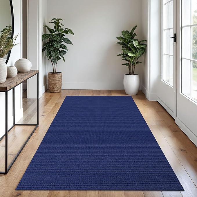 Braided Area Rug 4x6 Ft Washable Rugs for Entryway Throw Rugs Rubber Backed Door Mat Indoor Entrance Cotton Bedroom Rug Woven Door Carpet for Foyer Bedroom Living Room, Royal Blue/Navy