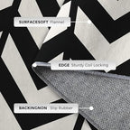3x5 Black and White Chevron Rugs for Bedroom Decor, Washable Chevron Geometric Pattern Area Rug, Living Room Home Decoration, Non Slip Soft Thin, Modern Zigzag Decor Carpet PF-P 49