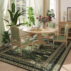 Rugcomf Area Rugs 9x12 Living Room Clearance Impressionist-Style Vintage Washable Rug Non Slip Low Pile Large Rug for Bedroom Farmhouse Dining Room Kids Playroom, Green