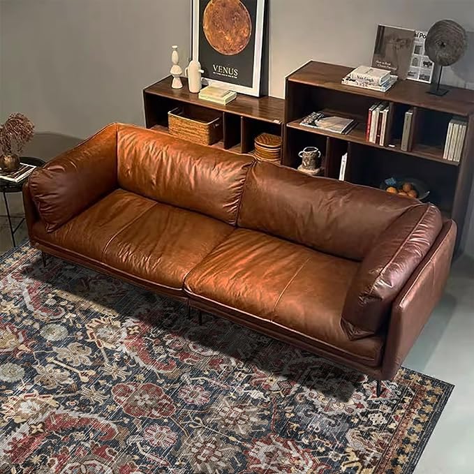 RUGSURE Washable Area Rugs - Perfect for Living Room, Bedroom, Kids Room, Nursery - Stain & Water Resistant Non-Slip, Pet & Child Friendly, Vintage Tribal Area Rugs (Rust, 4' x 6')