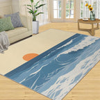 Boho Sun Area Rugs 5x8ft, Abstraction Deco Living Room Carpet, Minimalist Sunburst Decorative Carpet Protect Floor for Bedroom Men Office Hardwood Floors