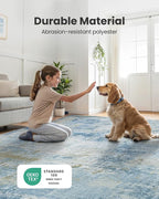 8x10 Area Rugs for Living Room, Modern Abstract Washable Rug with Non-Slip Backing & Low Pile, Large Washable Rug with Abstract Pattern for Bedroom, Dinning Room, Home Office, Light Blue