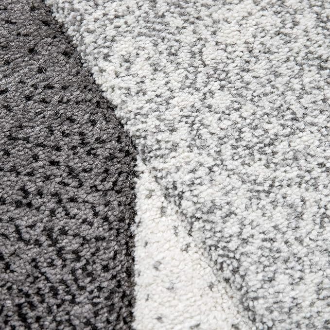 Paco Home Modern Area Rug Bordered with Geometric Pattern Turquoise Grey with Contour Cut, Size: 2' x 3'7"