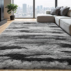Zentavio Area Rugs for Living Room Large Rugs for Bedroom 6x9 Carpet Fluffy Fuzzy Soft Shag Aesthetic Plush High Pile Gray Throw Rug for Nursery Kids Room Dorm Waved Grey