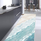 Beach Pattern 2x8ft Runner Rug Non Slip Washable Kitchen Runner Rug with Rubber Backing，Low-Pile Soft Washable Runner Rugs for Hallway Entryway Kitchen Bedroom Living Room Bathroom