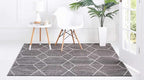 Unique Loom Trellis Frieze Collection Area Rug - Geometric (8' Square, Dark Gray/ Ivory)