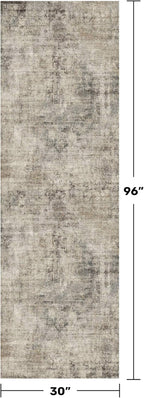 2'6"x8' Runner Rug for Hallway, Washable Taupe Brown 8ft Long Kitchen Rug, Non Slip Entryway Carpet with Rubber Backing, Dark Academy Décor, Stain Resistant Medallion Abstract Design