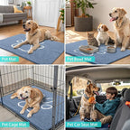 Smiry Dog Door Mat for Muddy Paws, Absorbent Dirt Trapper Non Slip Quick Dry Washable Chenille Mat for Mud Dogs, Entry Rug for Indoor and Outdoor (40x32 Inches, Airy Blue and White)