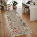 Lahome Floral Kitchen Runner, 2X6 Washable Runner Rug Non-Slip, Ultra-Thin Soft Hallway Rug Stain Resistant Boho Carpet for ‎Bedroom Laundry Bathroom, Brown