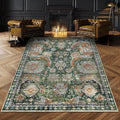 RUGSURE Washable Area Rugs - Perfect for Living Room, Bedroom, Kids Room, Nursery - Stain & Water Resistant Non-Slip, Pet & Child Friendly, Vintage Tribal Area Rugs (Green, 8' x 10')