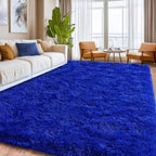 Extra Large 10x14ft Fuzzy Rug Blue Fluffy Rug for Living Room, Big Plush Non-Skid Shag Carpet, Soft Shaggy Rugs for Bedroom Indoor Modern Home Decor