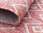 Unique Loom Outdoor Trellis Collection Area Rug - Tribal Trellis (3' 3" Round, Rust Red/ Ivory)