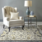 EVERGRACE Area Rugs for Living Room 3x5, Boho Floral Faux Wool Indoor Outdoor Rugs, Washable Rugs for Bedroom Entryway Dining Room Hallyway, Low Pile Floor Mat Carpet for Home Decor, Gray