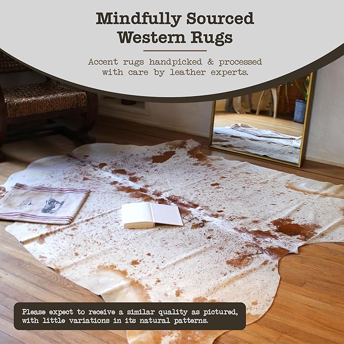 Genuine Cowhide Rug - Natural Leather Hide Rugs for Living Room & Area Rug for Bedroom - Real Cowhides Rug for Rustic Home Decor - Brown Speckled Cowhide Rugs Collection