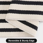 Striped Outdoor Front Door Mat 24"x51", Washable Black and White Rug Runner Cotton Hand Woven Indoor Layered Doormat, Reversible Foldable Door Rugs for Entryway/Farmhouse/Home Entrance