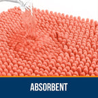 OLANLY Bathroom Rugs 36x24, Extra Soft Absorbent Chenille Bath Rugs, Rubber Backing Quick Dry, Machine Washable Bath Mats for Bathroom Floor, Tub and Shower, Home Decor Accessories, Coral