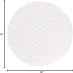 SAFAVIEH Tulum Collection Area Rug - 3' Round, Ivory & Light Grey, Moroccan Boho Tribal Design, Non-Shedding & Easy to Clean, Ideal for Entryway, Foyer, Accent Space, Bedroom (TUL272G)