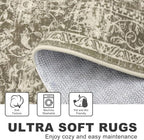 KILOCOCO Moroccan Small Area Rug 2x3 Entryway Rugs Printed Vintage Floral Washable Rug Non-Slip Kitchen Rug Indoor Door Mat, Accent Throw Small Rugs for Laundry Room Bedroom Entrance, Taupe/Green