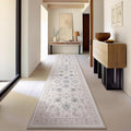 Phantoscope Washable Runner Rug 2'x10' Non-Slip, Vintage Neutral Hallway Rugs for Entryway, Stair, Bedroom, Distressed Boho Floral Medallion Pattern, Low-Pile Foldable Carpet, Cream Beige/Neutral