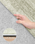 Art&Tuft Washable Rugs 9x12, Low Pile Area Rugs 9x12 Living Room - Non Slip and Stain Resistant Soft Thin Rug for Bedroom, Dining Room, Kitchen, Office, Green