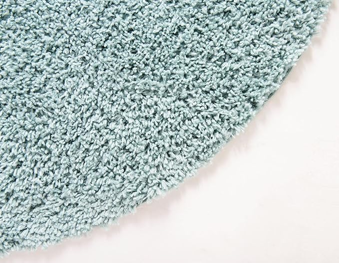 Unique Loom Davos Shag Collection Area Rug - Solid (7' 10" Round, Aqua)
