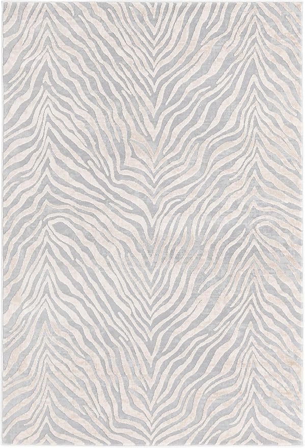 Unique Loom Finsbury Collection Area Rug - Meghan (4' 1" x 6' 1" Rectangle, Gray and Ivory)