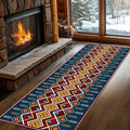 Dark Blue Runner Rug, 2x8ft Red Yello Diamond Hallway Decor Carpet, Corridor & Foyer Long Accent Rug, Entrance Non-Slip Mat Washable Rugs, Southwestern Stylish Home Decor Runner