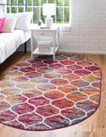 Rugs.com Lattice Frieze Collection Rug – 6' x 9' Oval Multi Medium Rug Perfect for Living Rooms, Large Dining Rooms, Open Floorplans