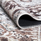 Bloom Rugs Caria Washable Non-Slip 10 ft Runner - Beige/Brown Traditional Runner for Entryway, Hallway, Bathroom, and Kitchen - Exact Size: 2'6" x 10'
