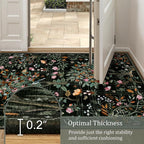 Morebes Boho Flower Rug for Living Room Non Slip, Washable Area Rugs 5x7, Soft Black Floral Birds Low-Pile Floor Indoor Throw Carpet for Bedroom Dining Room Dorm Playroom Foyer Office