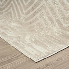 Abani Terra Cream 5' x 8' Area Rug for Living Room, Bedroom - Geometric Lines Pattern - Durable & Easy to Clean