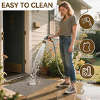 Front Door Mat 31''x47'', Absorbent Muddy Dirt Resist Washable Non Slip Low-Profile Indoor Doormat, Easy Clean Welcome Entryway Door Mats, Brown
