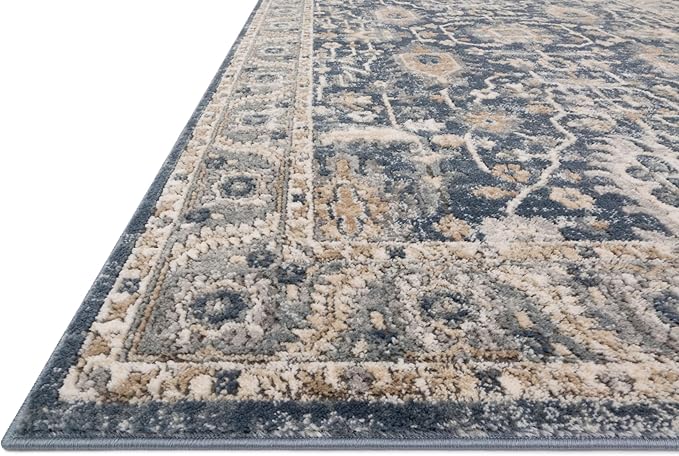 Loloi Teagan Collection TEA-03 Denim/Pebble 9'-9" x 13'-6" Area Rug, Large, Soft Neutral Rug, High-Traffic for Living Room, Bedroom, Home Office, Dining Area