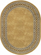 Antep Rugs Alfombras Modern Bordered 5x7 Non-Skid (Non-Slip) Low Profile Pile Rubber Backing Indoor Area Rugs (Brown, 5' x 7' Oval)