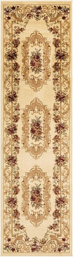 Rugs.com Chateau Collection Rug – 2' x 7' Runner Cream Medium Rug Perfect for Hallways, Entryways