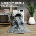 Bloom Rugs Washable Non-Slip 3' x 5' Rug - Green/Blue Traditional Medallion Area Rug for Living Room, Bedroom, Dining Room, and Kitchen - Exact Size: 3' x 5'
