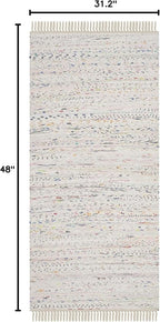SAFAVIEH Rag Rug Collection Accent Rug - 2'6" x 4', Ivory & Multi, Handmade Boho Stripe Cotton, Ideal for High Traffic Areas in Entryway, Living Room, Bedroom (RAR121G)