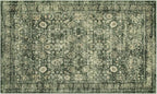 Morebes Vintage Throw Rugs, Boho 3x5 Washable Rug Non Slip,Soft Area Rug for Bedroom,Distressed Non-Shedding Floral Rug for Entryway Kitchen Foyer Bedside Playroom, Grayish Green