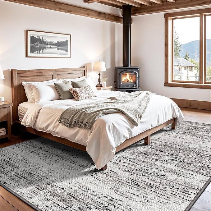 LUMI Washable Area Rug 5x8 for Living Room, Ultra Soft Stain Resistant Carpet with Non Slip Rubber Backing, Non-Shedding Low Pile Rugs for Bedroom, Dining Room, Indoor, Office